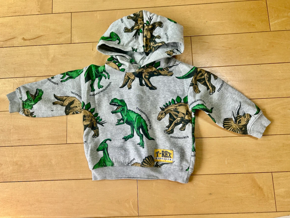武蔵小杉★オマケ付き★H&M★ダイナソー フード付きパーカー グレー 90cm 子供服