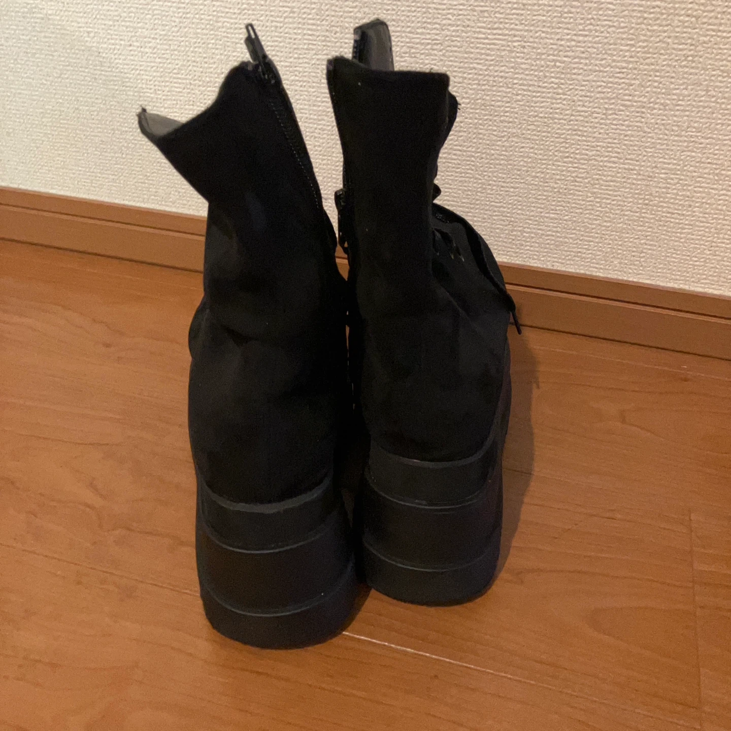 厚底レースアップブーツ ブラック 24.5cmの写真2枚目