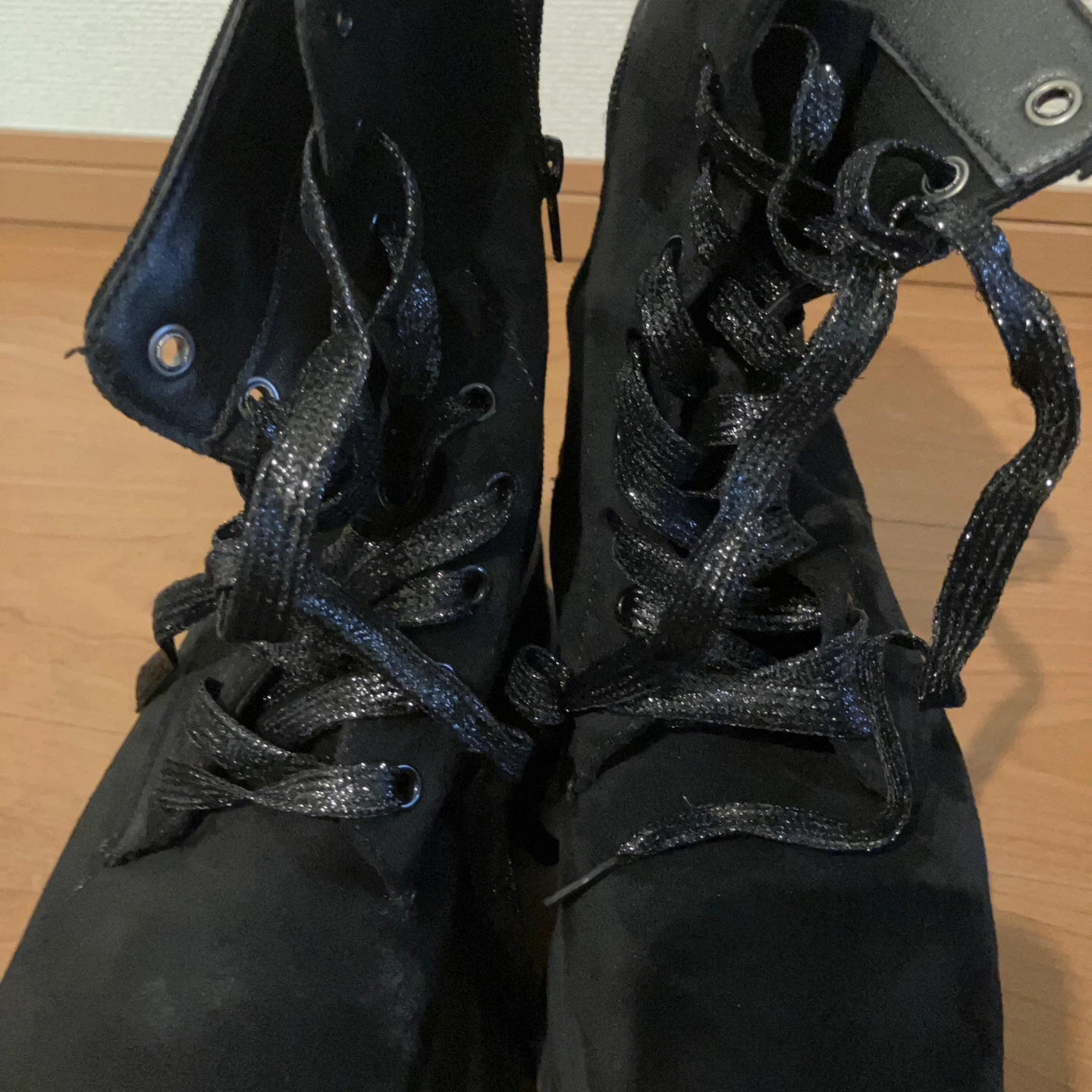 厚底レースアップブーツ ブラック 24.5cmの写真4枚目