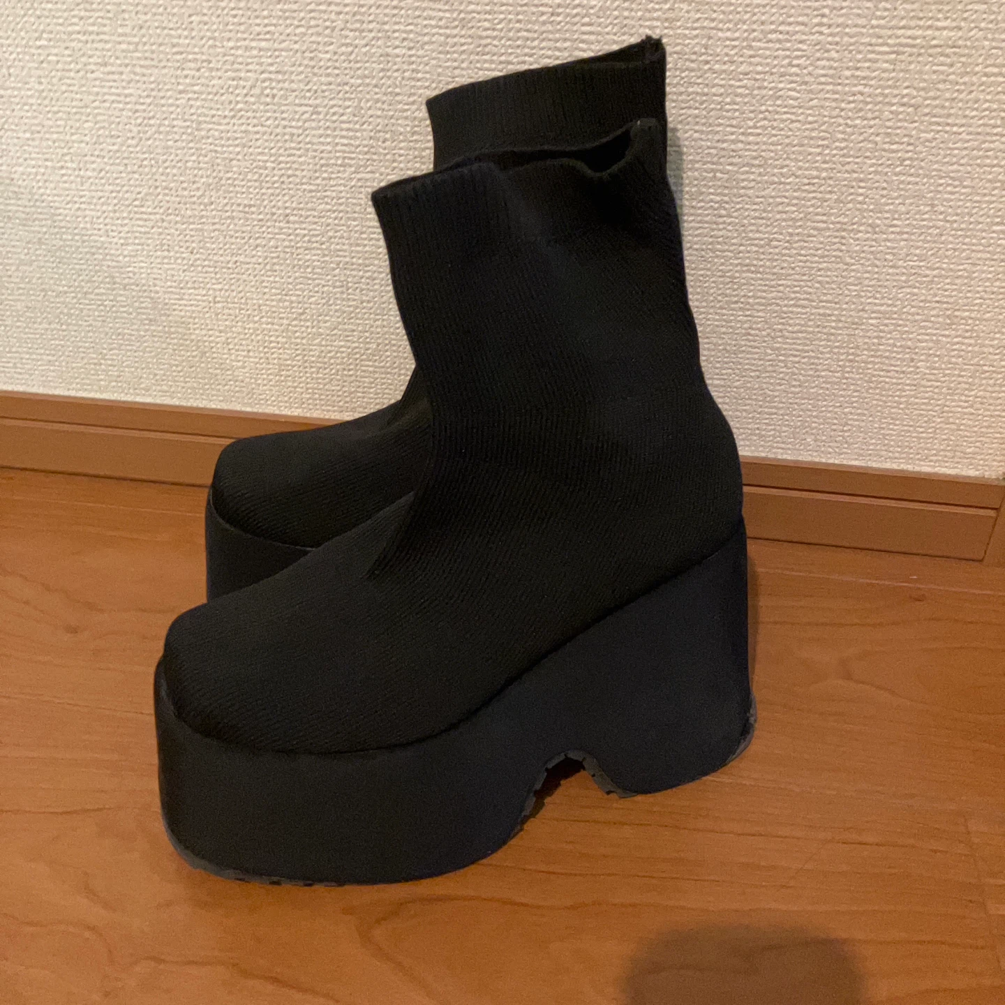 厚底 ソックスブーツ ブラック 24センチ