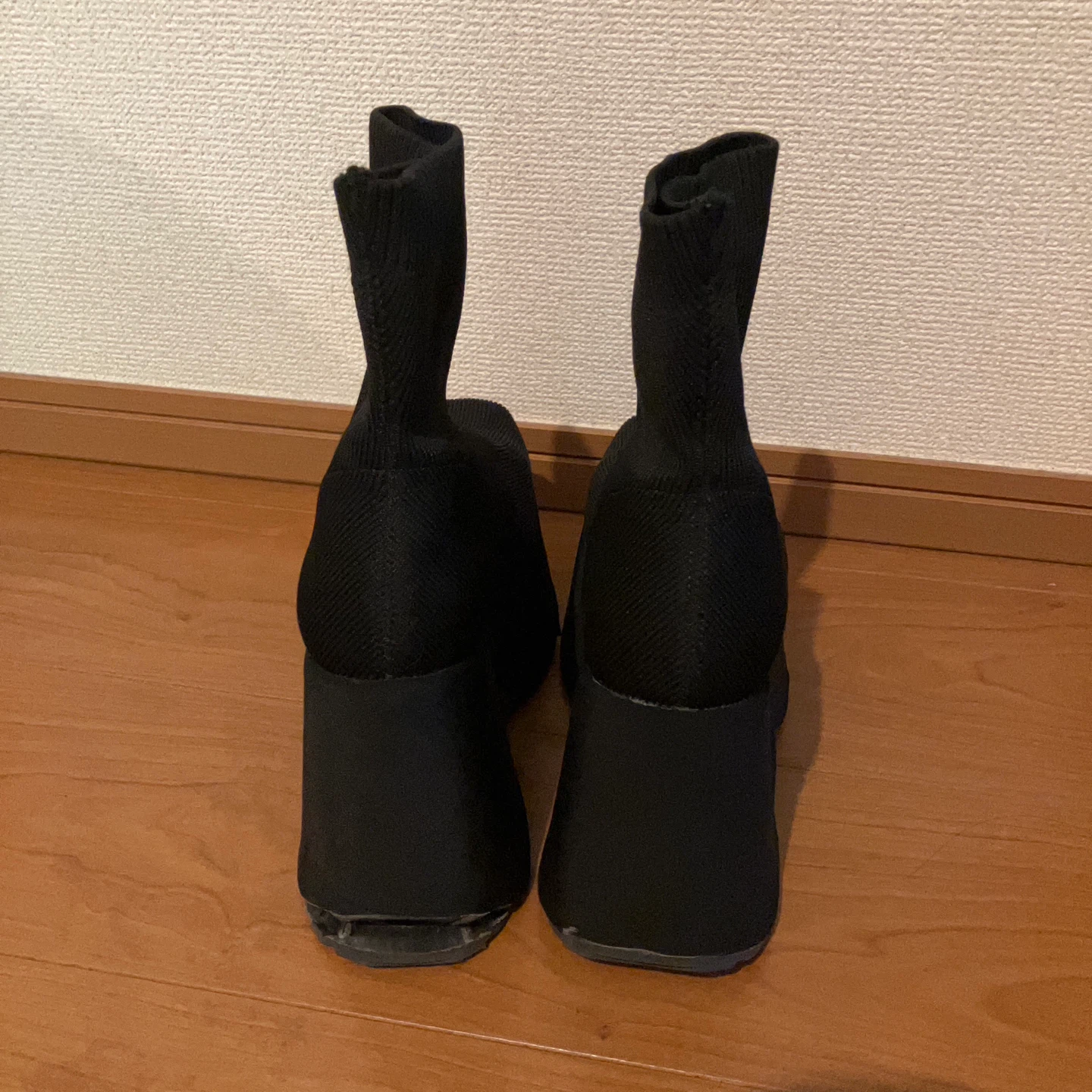 厚底 ソックスブーツ ブラック 24センチの写真2枚目