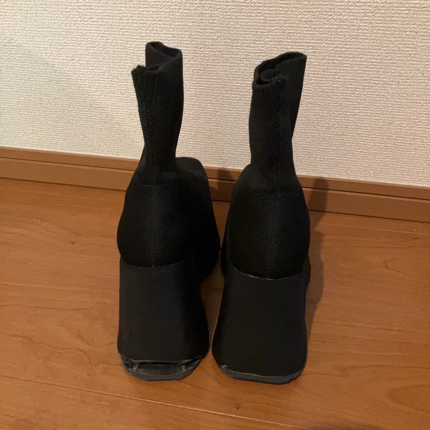 厚底 ソックスブーツ ブラック 24センチの写真2枚目