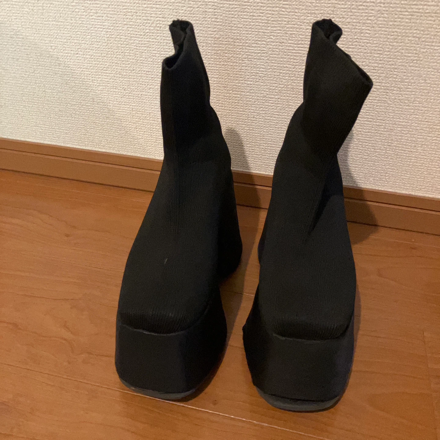 厚底 ソックスブーツ ブラック 24センチの写真3枚目