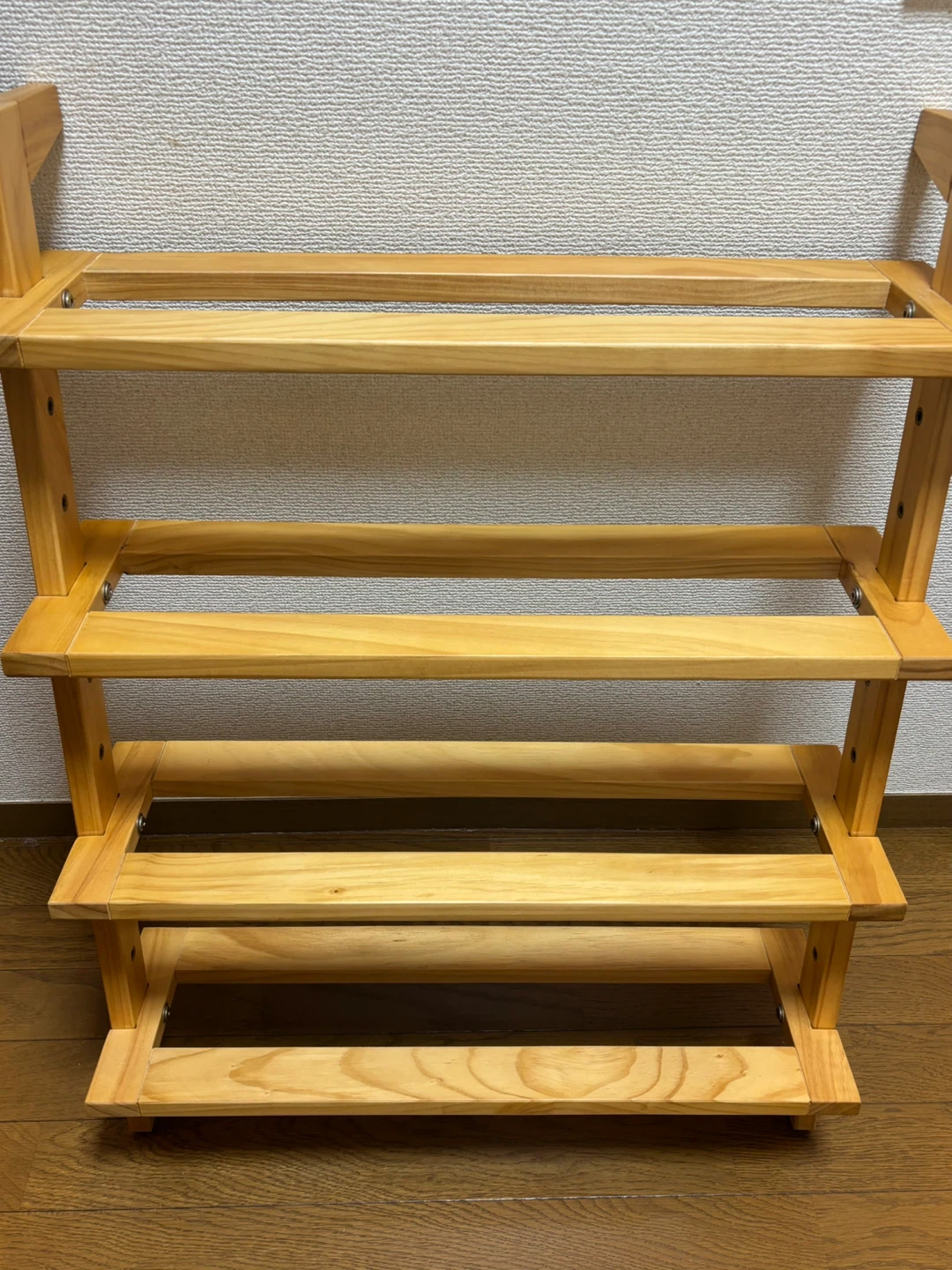 【値下げ！】立てかけ式木製シューズラック4段