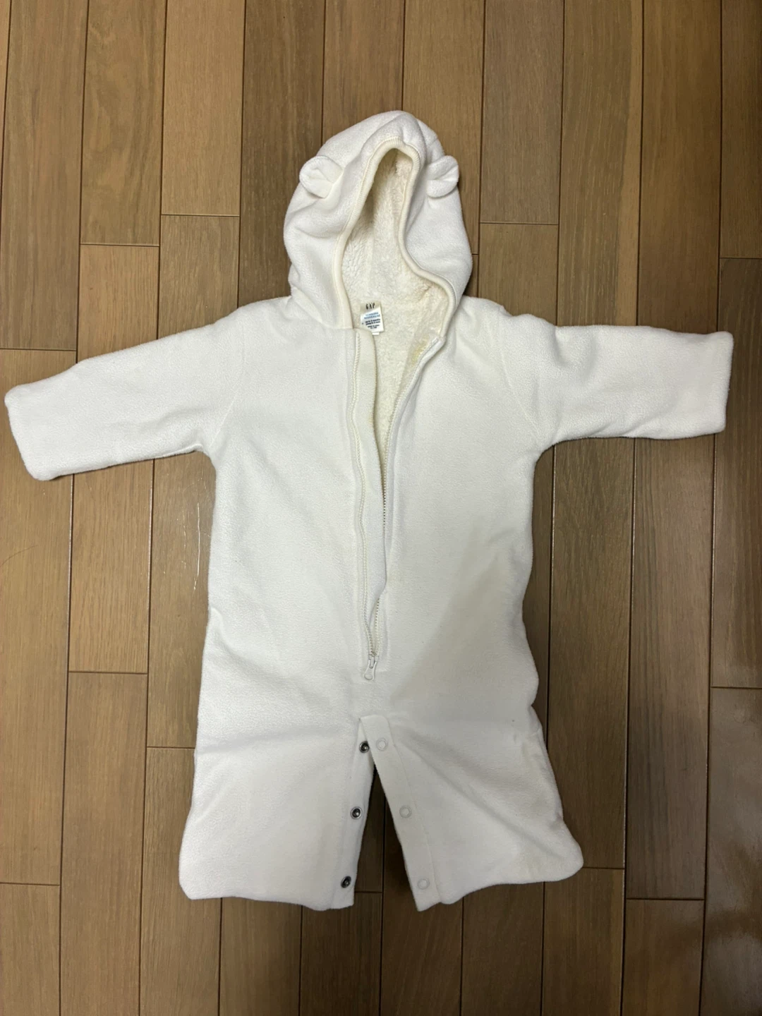 GAPくま耳付きボアジャンプスーツ ホワイト