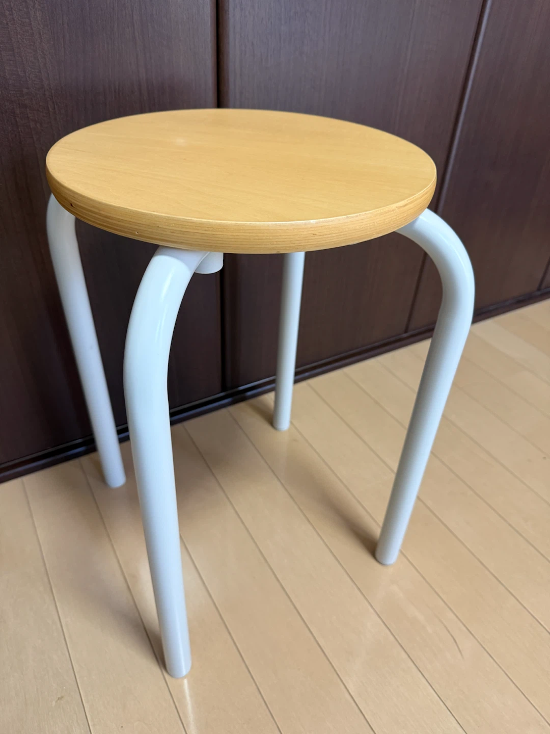 丸スツール 木製 ナチュラル×ホワイト