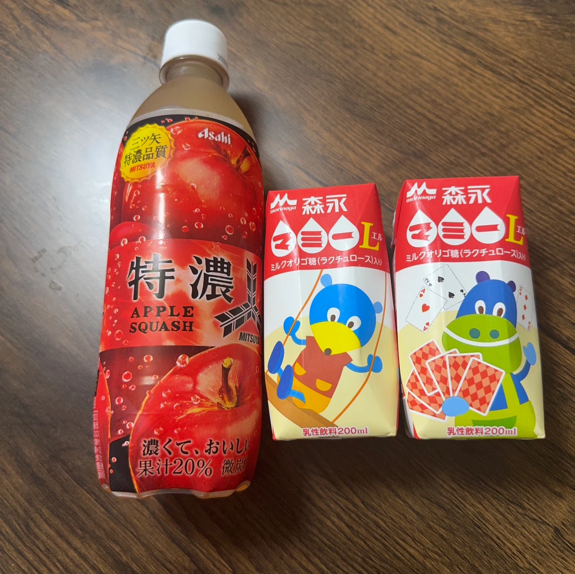 特濃アップルスカッシュと森永マミーセット