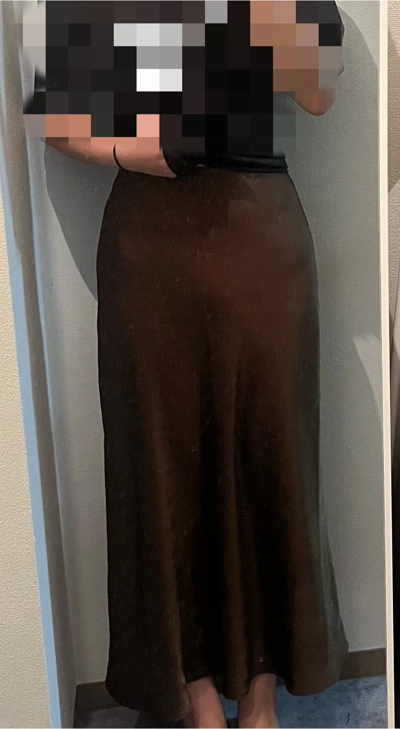 ロングサテンスカート ブラウン