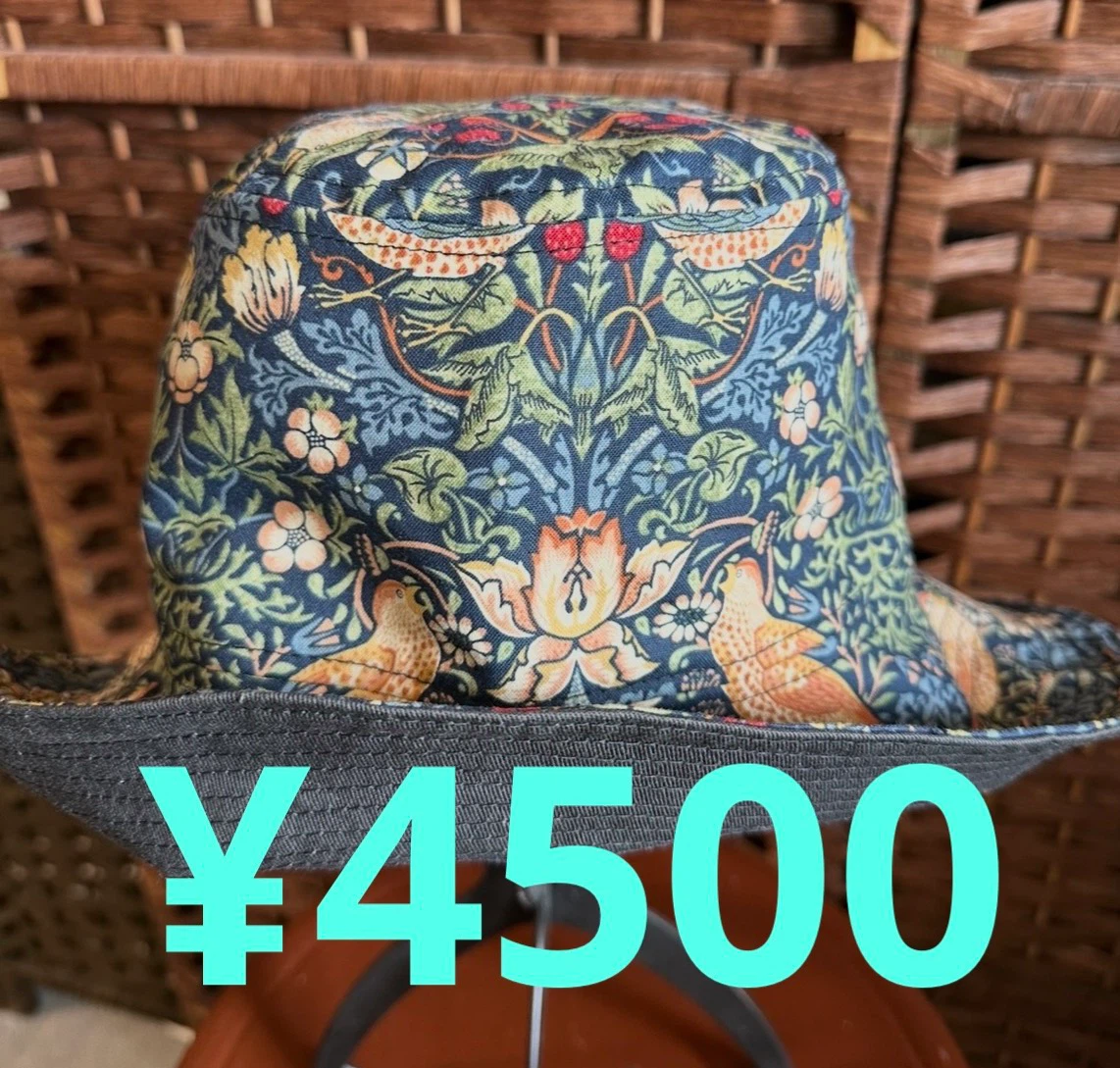 新品 和柄 金襴袋帯リメイク　キャップ ネイビーの写真4枚目