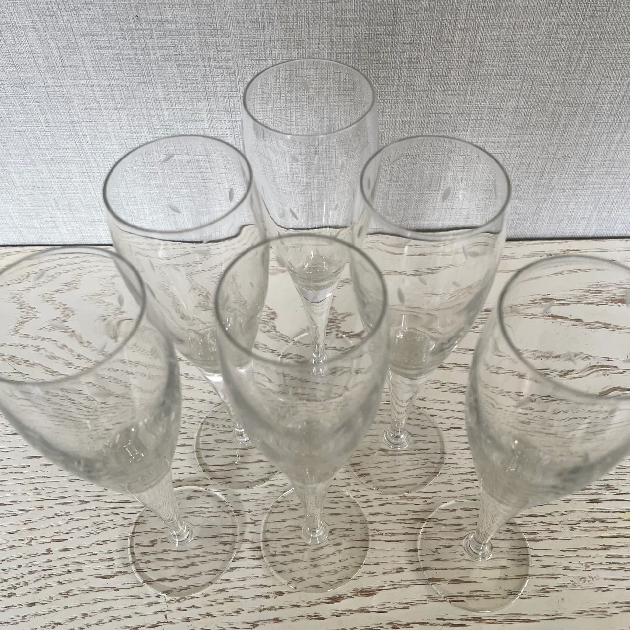 シャンパングラス 5客セット リーフ柄の写真3枚目