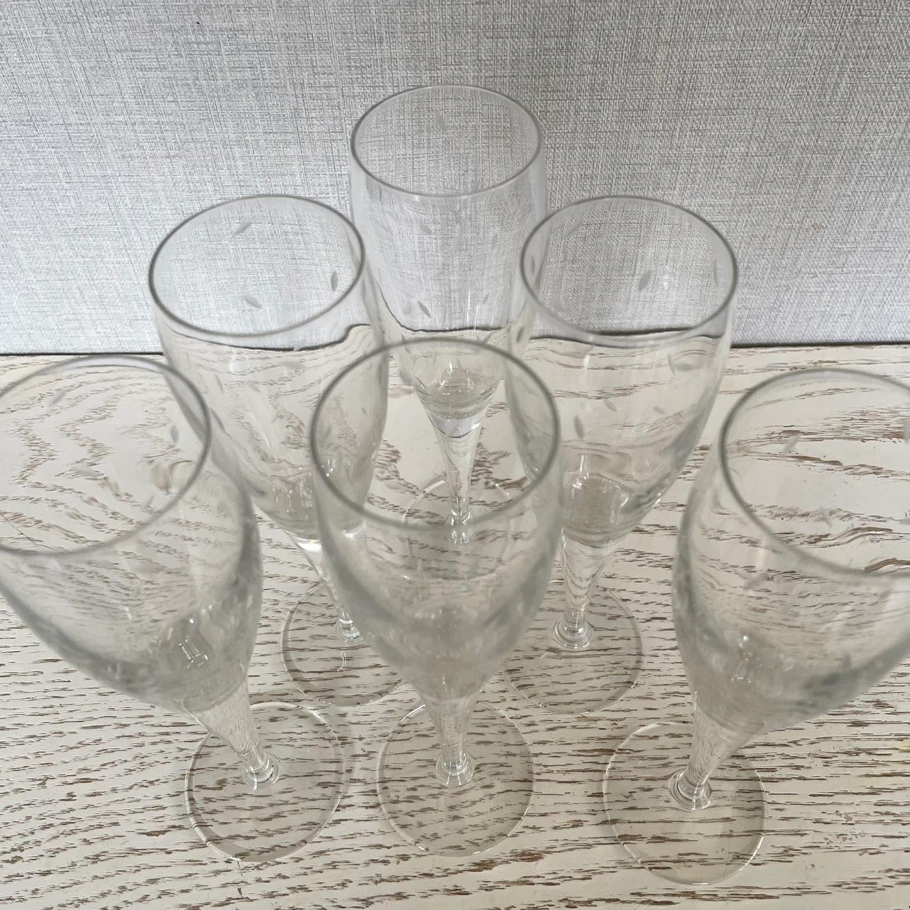 シャンパングラス 5客セット リーフ柄の写真3枚目