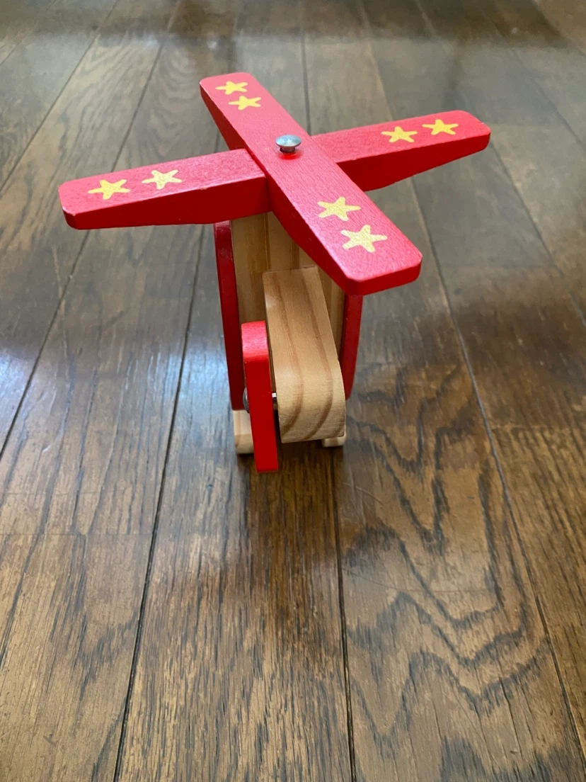 木製 ヘリコプター おもちゃ 赤の写真4枚目