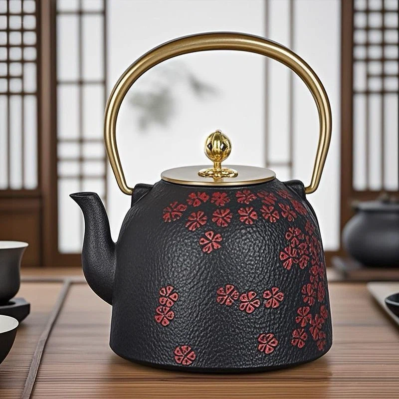南部鉄器 鉄瓶 桜柄 黒 急須の写真4枚目