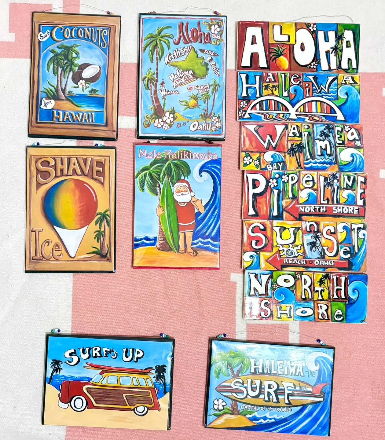 ARTOPIA HAWAII 木製　壁掛けアートボート　7点