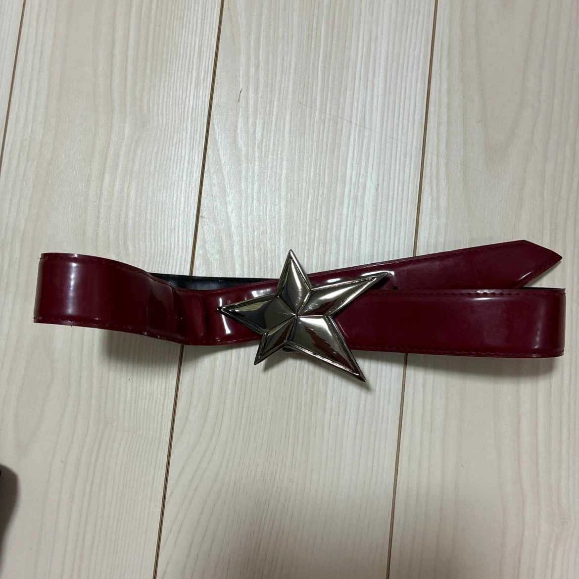 星型バックル エナメルベルト レッド