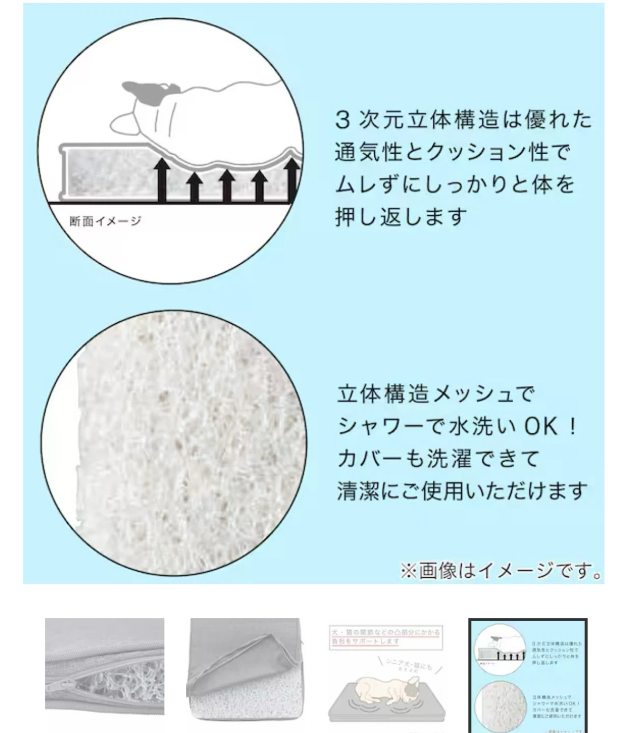 ニトリ ペット用ケアクッション グレーの写真6枚目