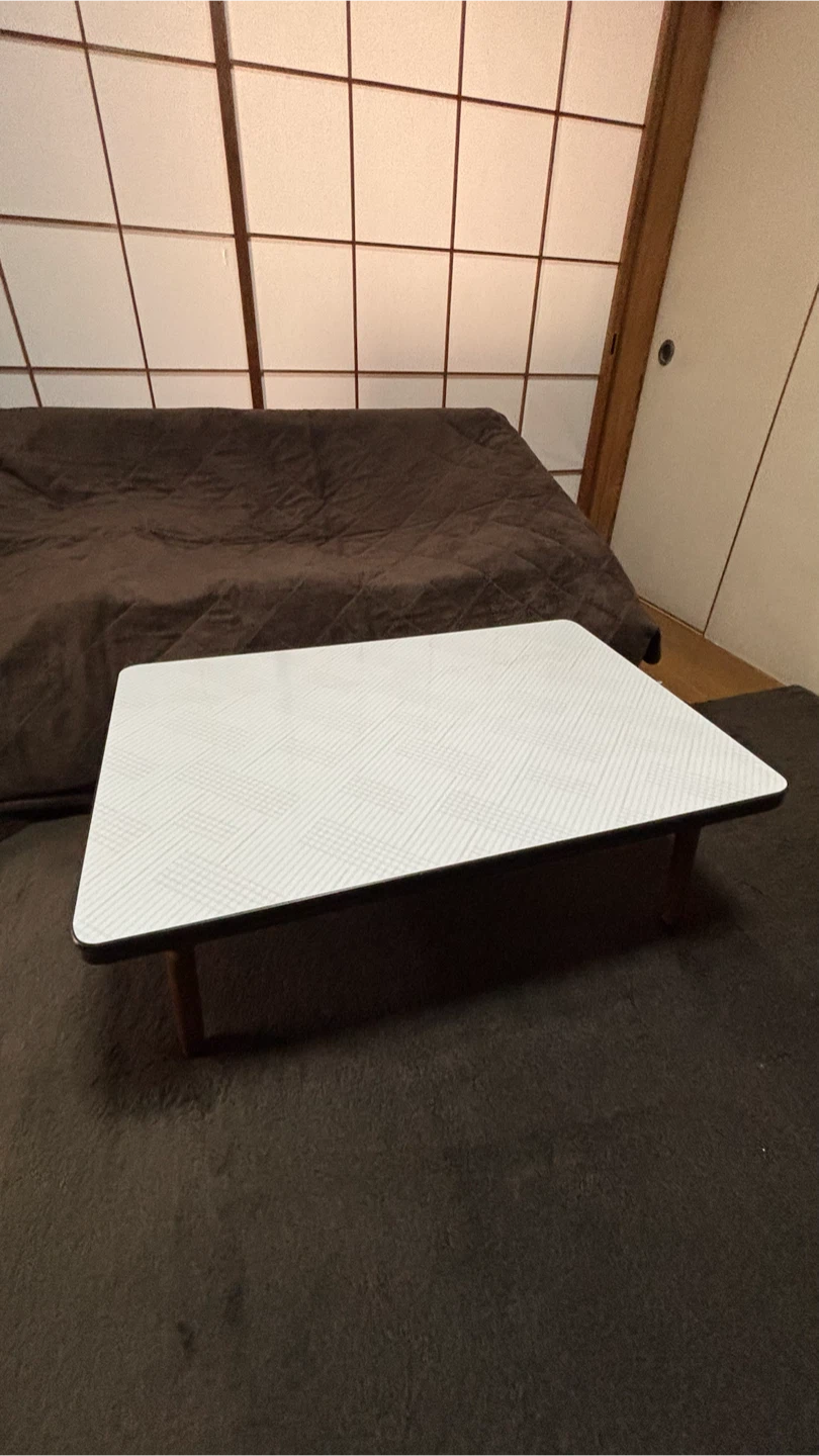 折りたたみローテーブル チェック柄