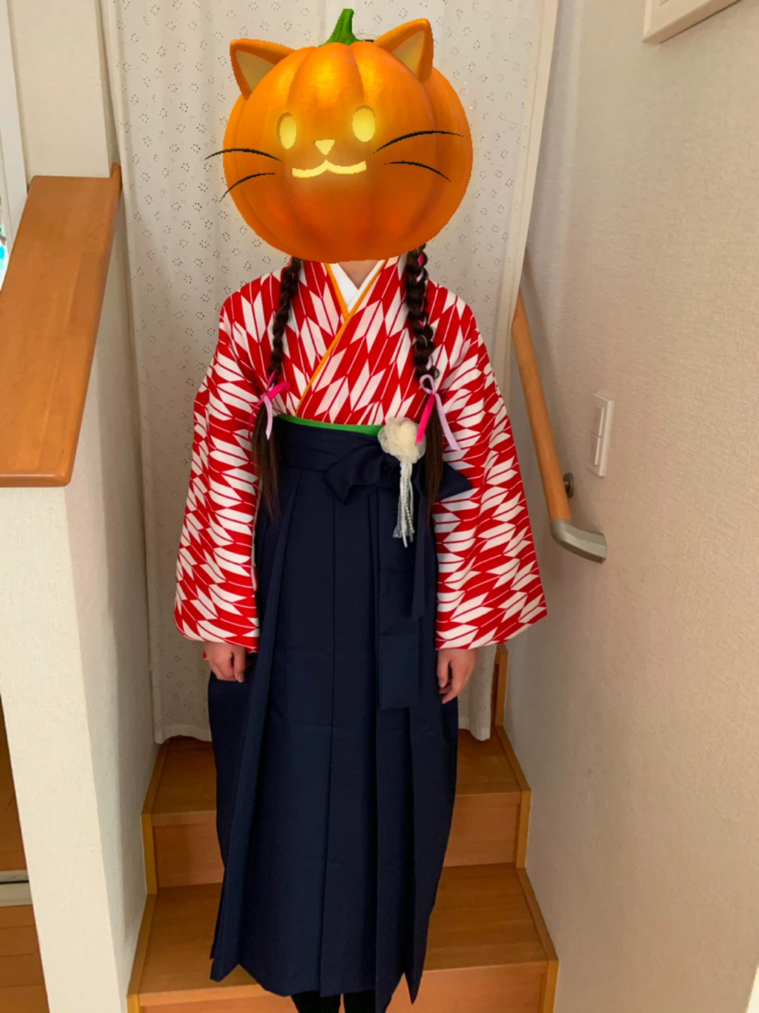 卒業式用 矢絣柄着物と袴3点セット