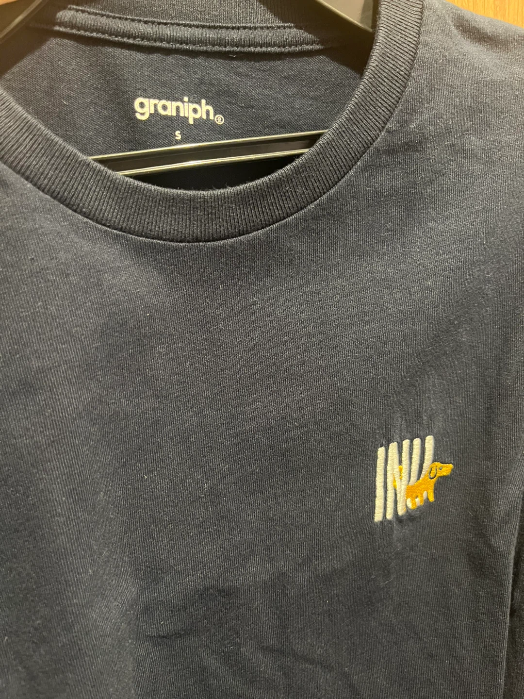 graniph グラニフ 長袖Tシャツ ロンT ネイビー ナガスギルイヌの写真3枚目
