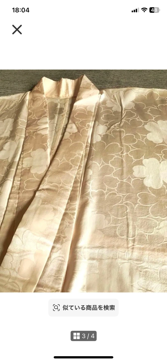 美品 薄ピンク 桜柄 長襦袢 丈133cmの写真3枚目