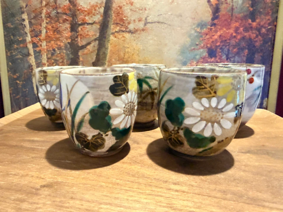 湯呑み 5客セット 花柄 陶器