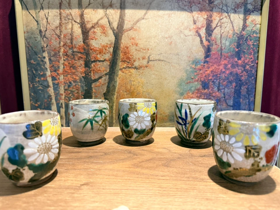 湯呑み 5客セット 花柄 陶器の写真2枚目