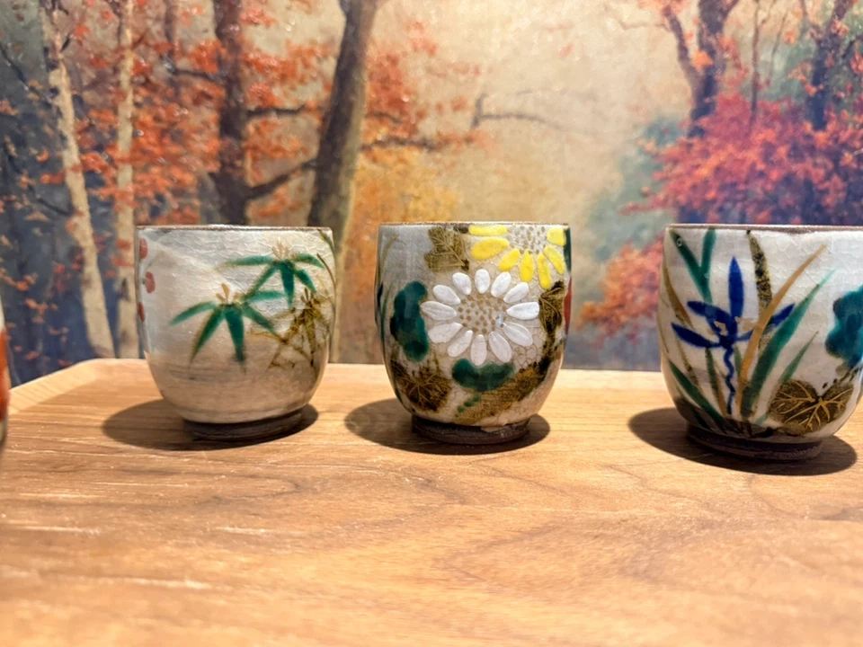 湯呑み 5客セット 花柄 陶器の写真4枚目