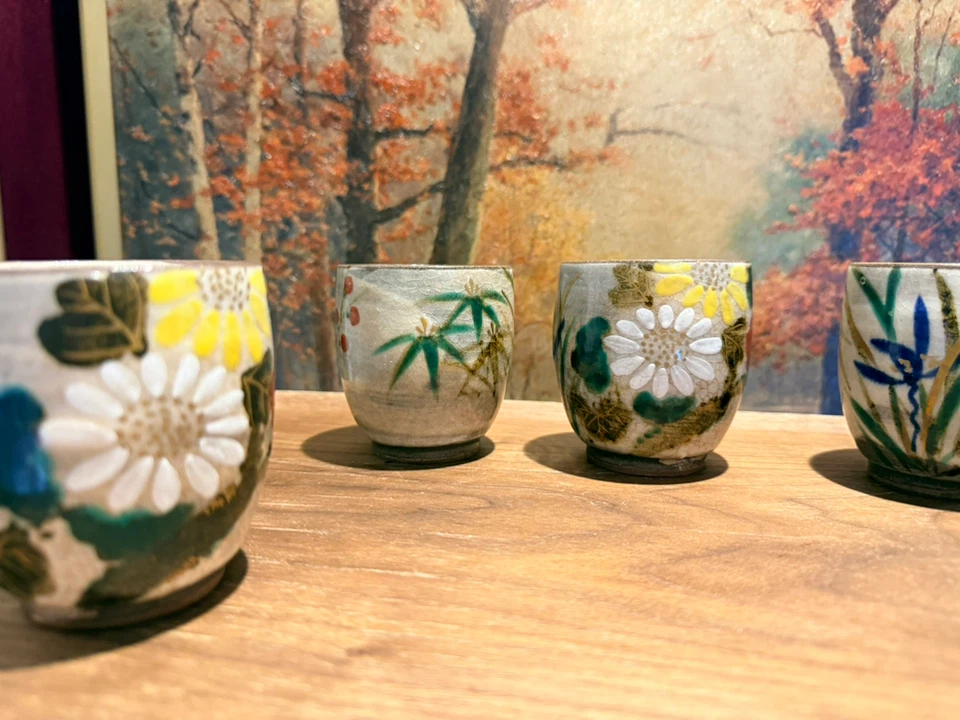 湯呑み 5客セット 花柄 陶器の写真5枚目