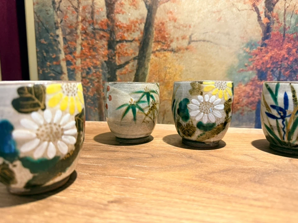 湯呑み 5客セット 花柄 陶器の写真5枚目