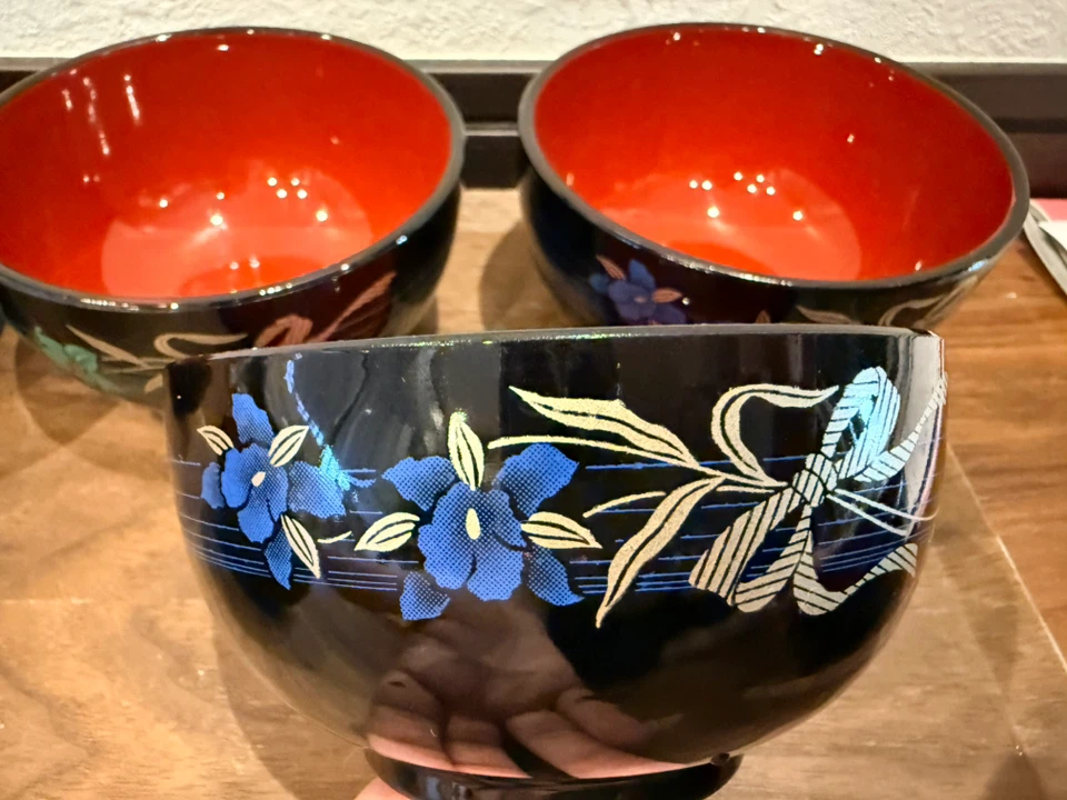 花柄 漆器 汁椀 6客セットの写真4枚目