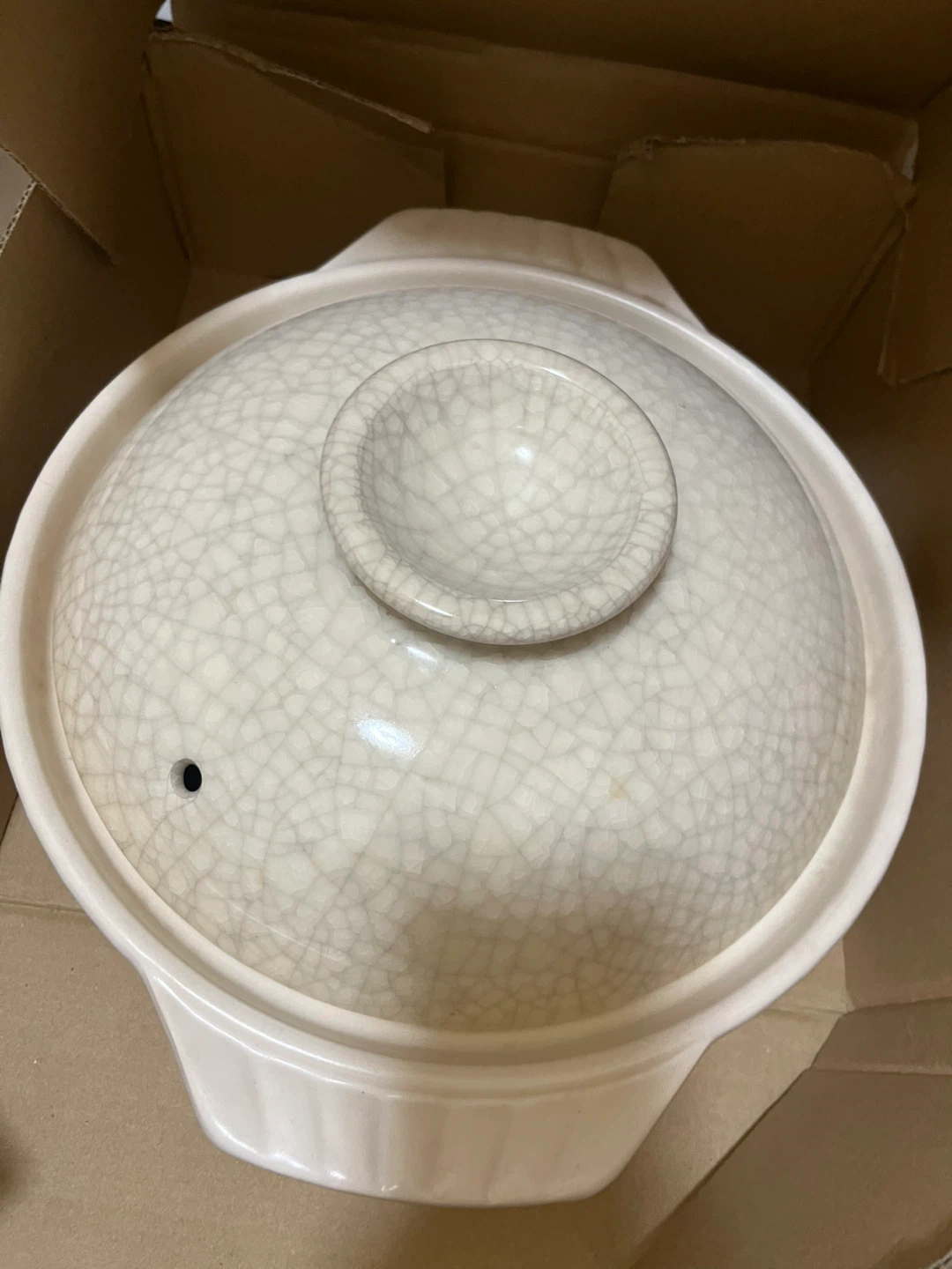 土鍋 9号 4〜5人用 白 貫入デザインの写真2枚目
