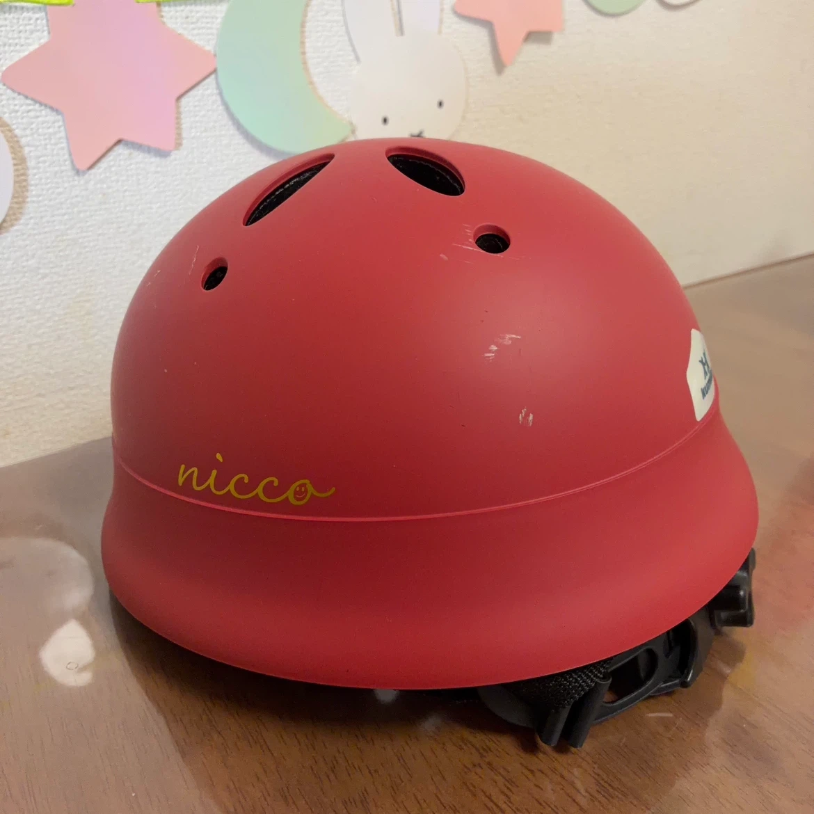 【ほぼ未使用】nicco 子供用ヘルメット 赤 47-52cm