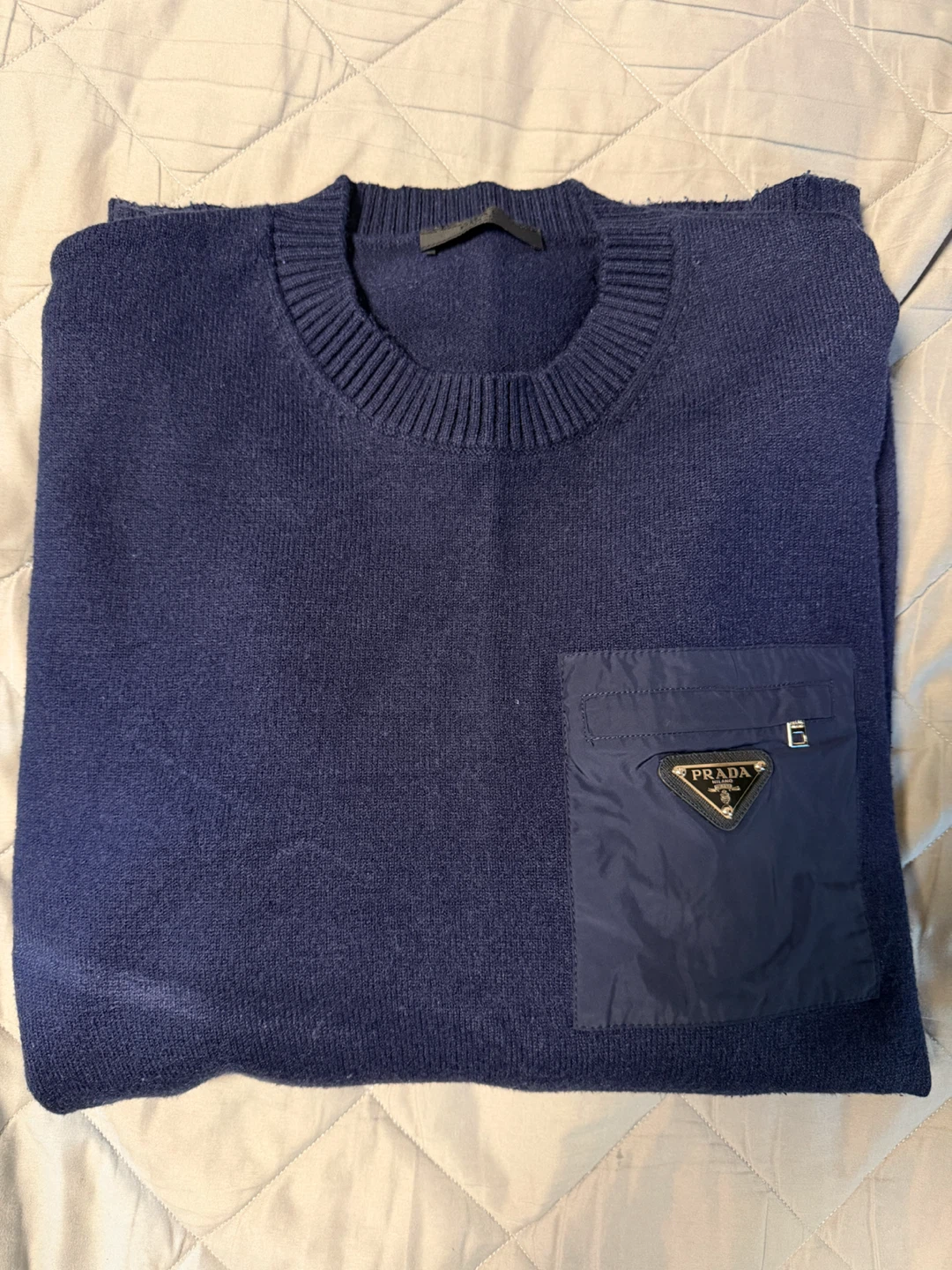 PRADAナイロンポケット ニット セーター 紺