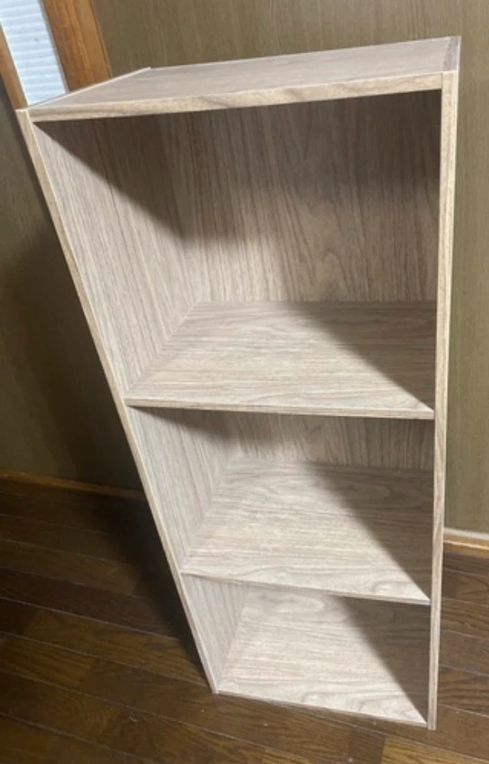 木目調 3段オープンシェルフ 収納棚