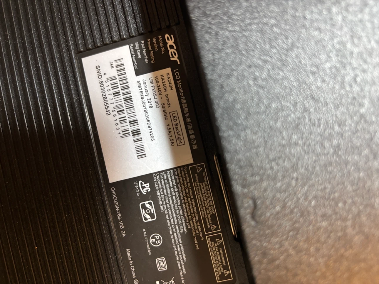 PCモニター 2台セット ベンキュー エイサーの写真4枚目