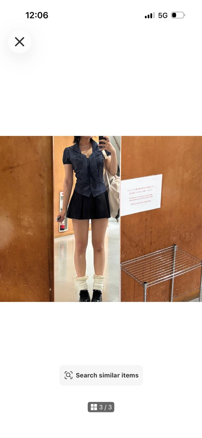 セーラーカラー風 半袖ブラウス ネイビー y2kの写真3枚目