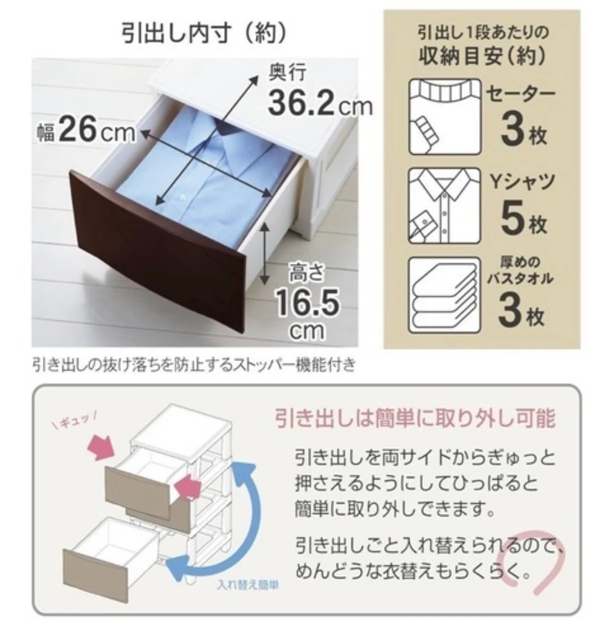 プラスチック製 3段収納ケースの写真3枚目
