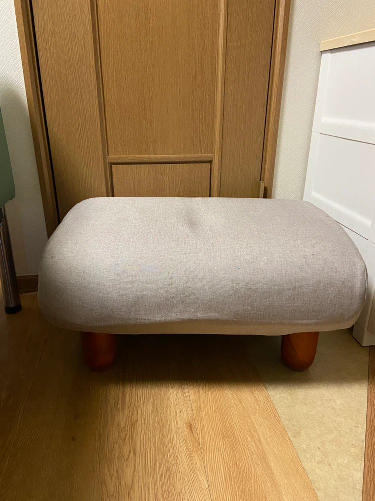 2個セット木製脚付きスツール ファブリック グレー
