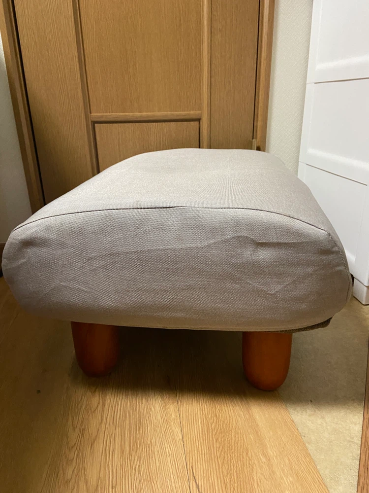 2個セット木製脚付きスツール ファブリック グレーの写真2枚目