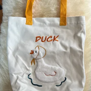 アヒル 刺繍 トートバッグ