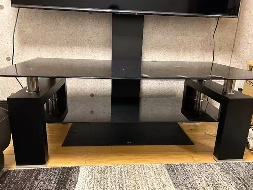 ガラス製 テレビボード ブラック