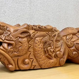 墨壺 木彫り竜・鶴・亀