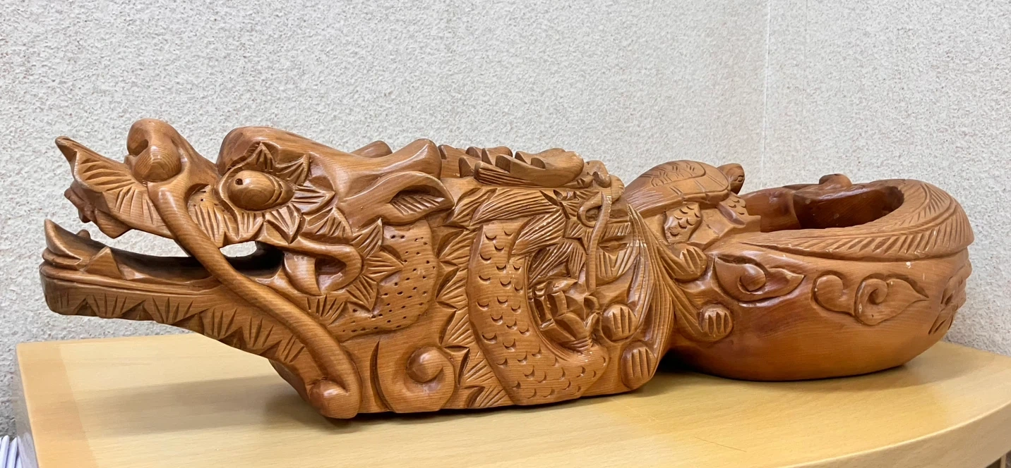墨壺 木彫り竜・鶴・亀