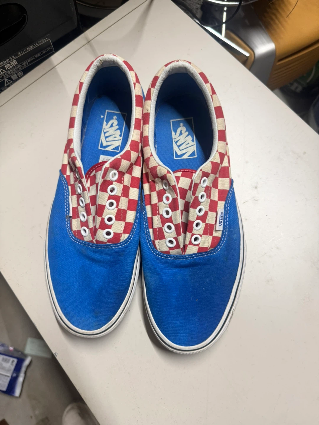 VANSスニーカー チェッカーフラッグ ブルー×レッド 27cmの写真2枚目