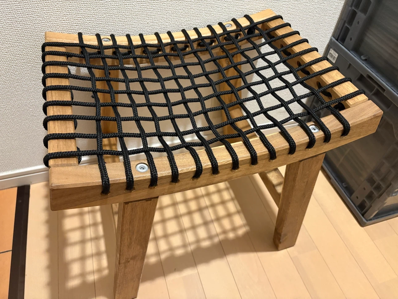 IKEA ストックホルム 木製スツール ブラックロープ 室内使用のみ