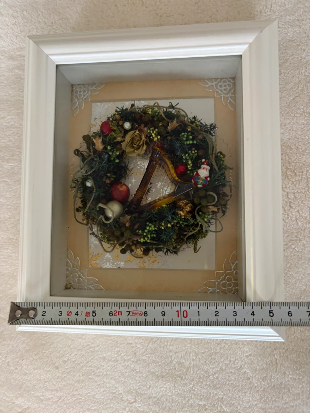 クリスマスリース 壁掛け アートフレームの写真3枚目