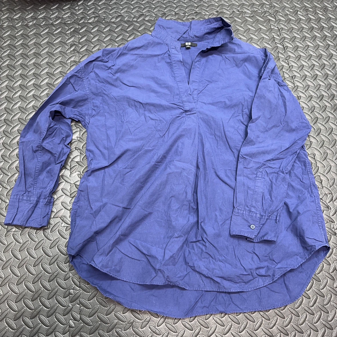 ユニクロ スキッパーシャツ ブルー XL