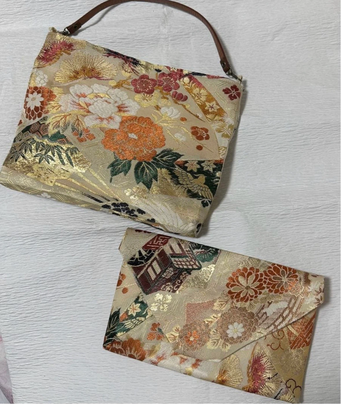 キャップセット割引　和柄 金襴生地 トートバッグ 4way　リュック　豪華正絹袋帯リメイクの写真5枚目