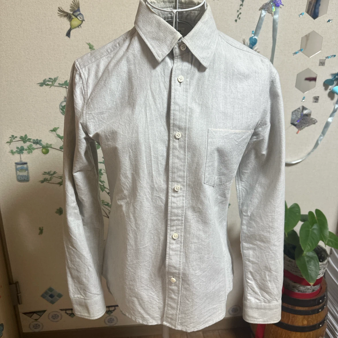 レトロピクス コットン長袖シャツ グレー