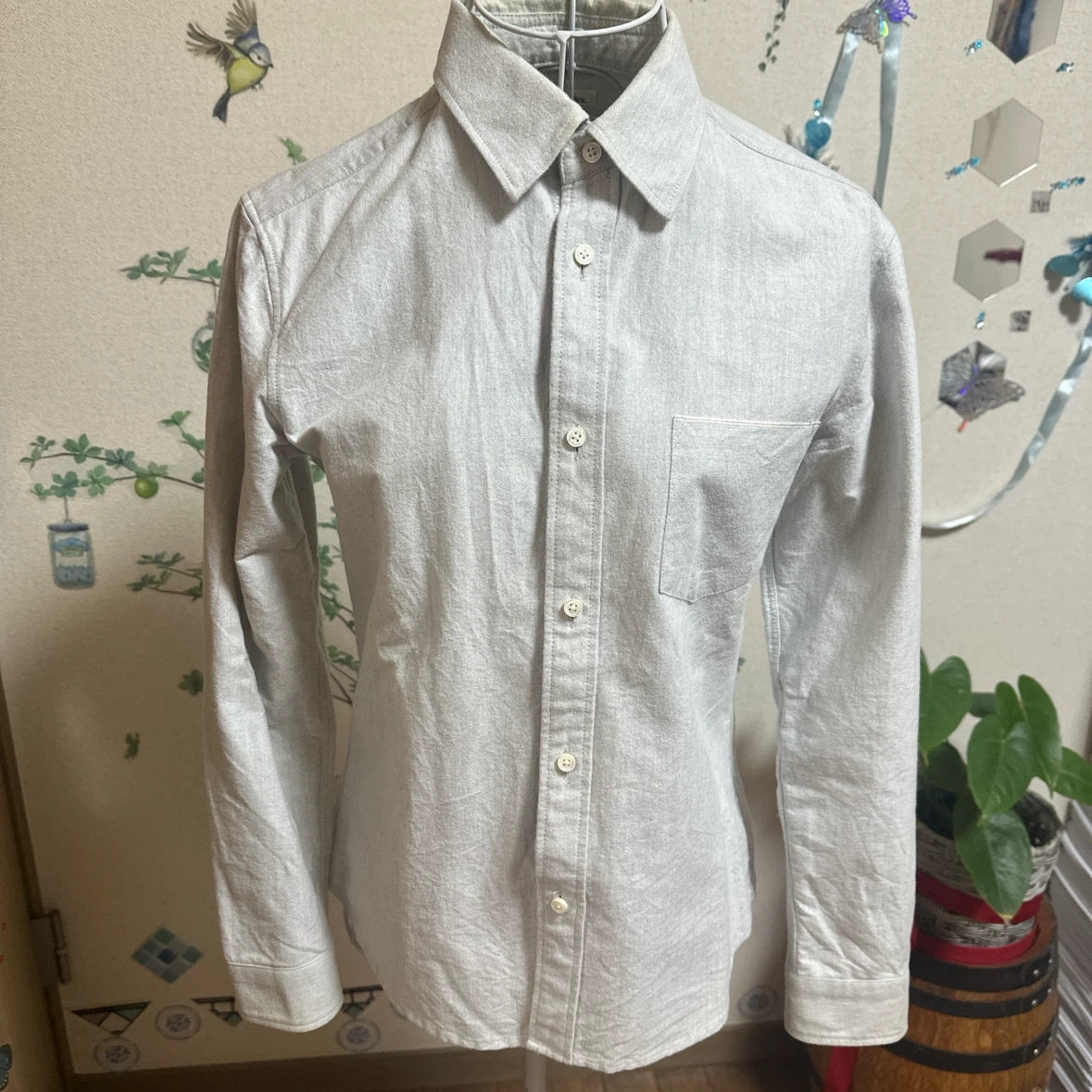 レトロピクス コットン長袖シャツ グレー